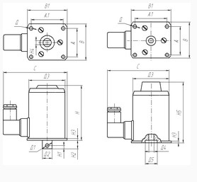 Рис.1. Габаритный чертеж электромагнита ЭМД-1212С